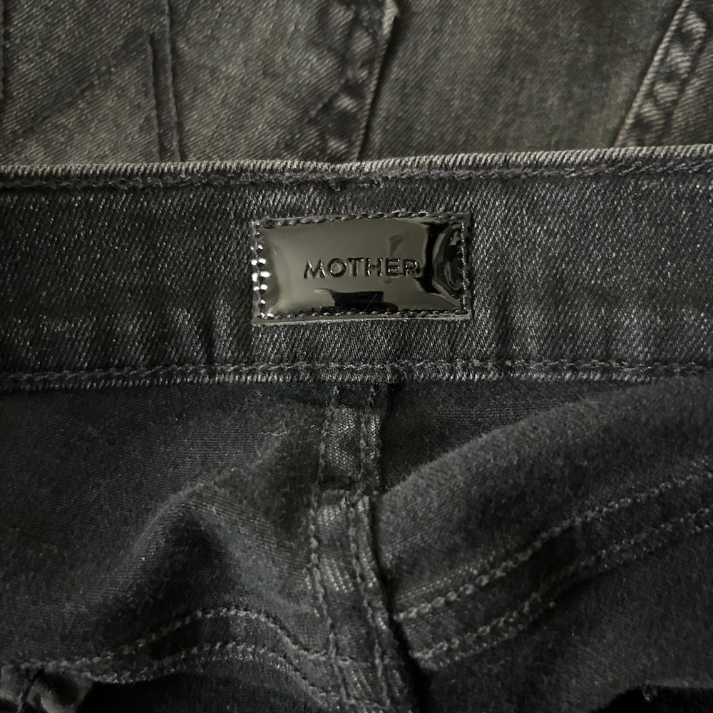 Mother The Weekender Fray Cotton Blend Black Night Shadow Flare Jeans Size 28 - Picture 6 of 9